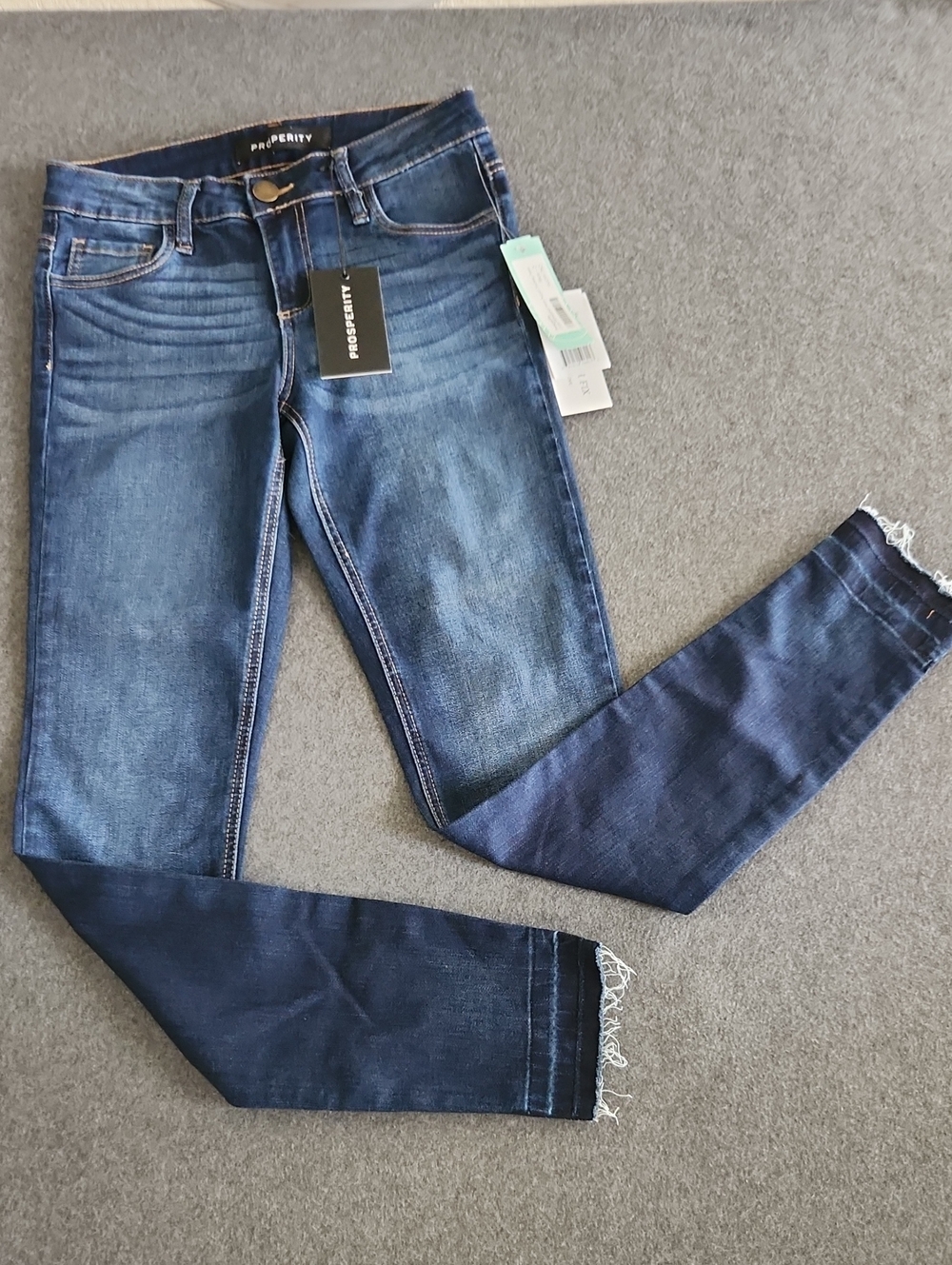 PROSPERITY Lena Women's Dark Blue Skinny Jeans Stretch Raw Hem Size 26 NEW